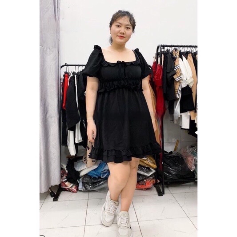 [Đầm Tết Bigsize] Đầm xòe BIGSIZE 60-90kg (có size) đen/xanh/trắng