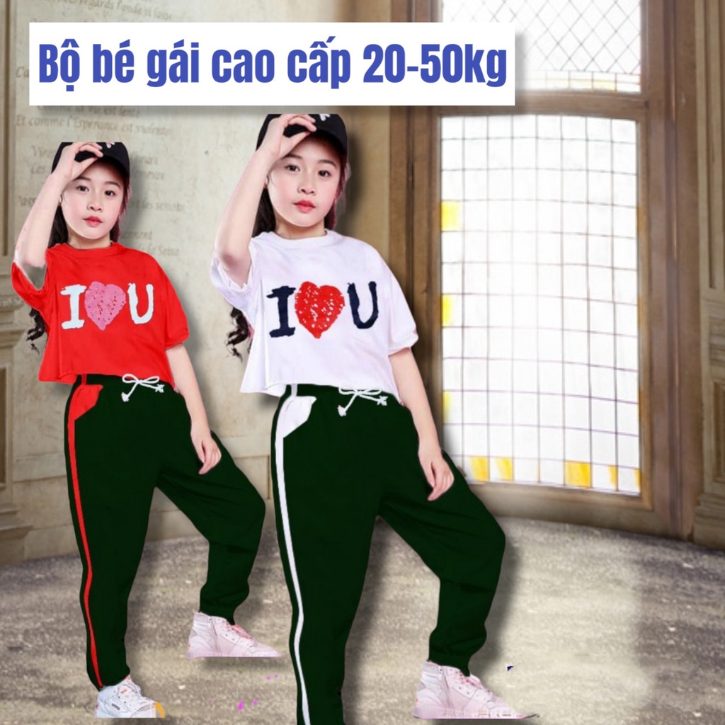 Set áo croptop quần jogger thể thao cho bé gái đi chơi đi học nhảy xinh xắn ALOHASHOP [SIZE ĐẠI]