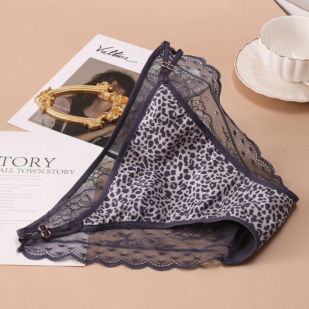 Quần Lót Cotton Trong Suốt Lưng Thấp Họa Tiết Da Báo Quyến Rũ Cho Nữ