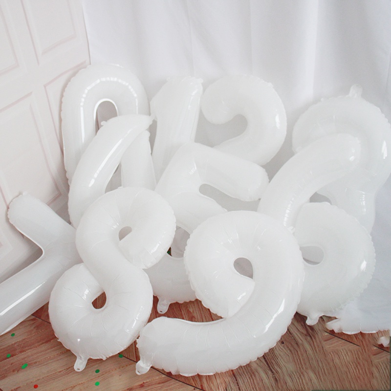 Bóng Bay Bằng Lá Nhôm Màu Trắng Kích Thước 32 Inch In Chữ Số Lãng Mạn Dùng Trang Trí Tiệc Cưới/Sinh Nhật