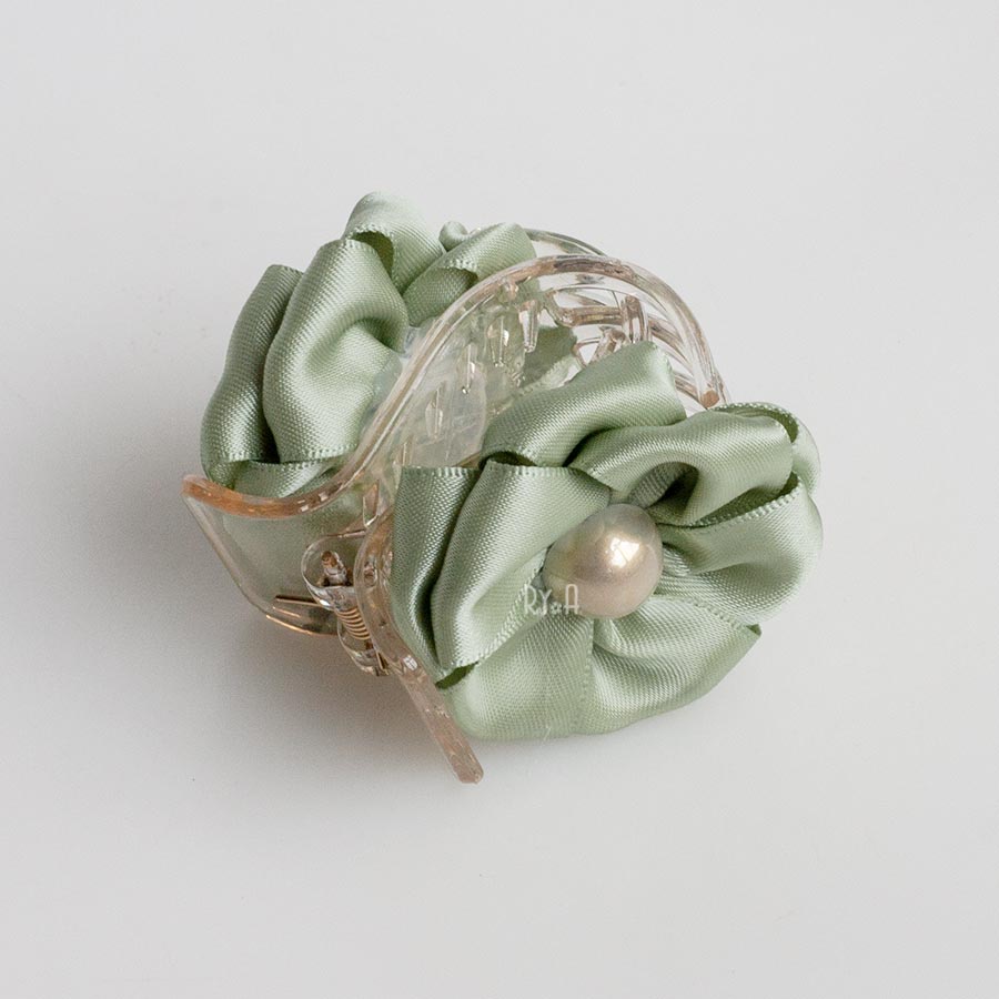 Kẹp tóc càng cua 5 răng hoa ruy băng satin RYA 71439