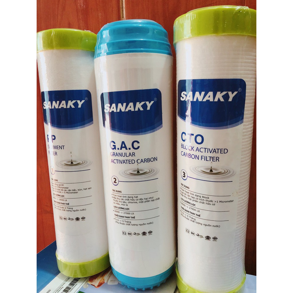 [CHÍNH HÃNG] Bộ 3 lõi lọc thô 1,2,3 SANAKY loại bỏ bùn đất rỉ sét các loại tạp chất thô kim loại nặng hóa chất độc hạị | BigBuy360 - bigbuy360.vn