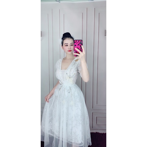Đầm xoè dự tiệc công chúa tay dài kết đá và cườm TRIPBLE T DRESS - size S/M/L - MS208V