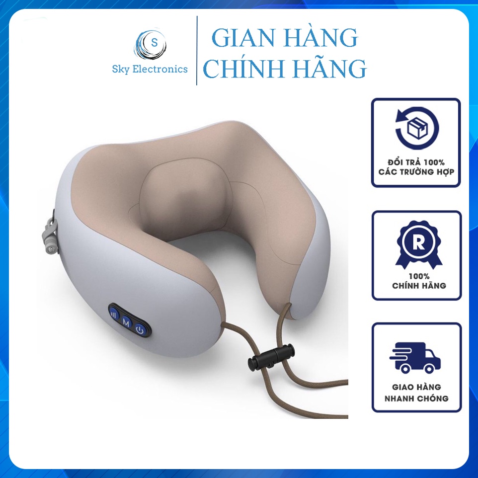 Gối massage cổ chữ U đa năng cao cấp Giảm đau vai gáy, Gối mát xa cổ vai gáy kiêm gối ngủ hiệu quả, Sạc USB tiện lợi