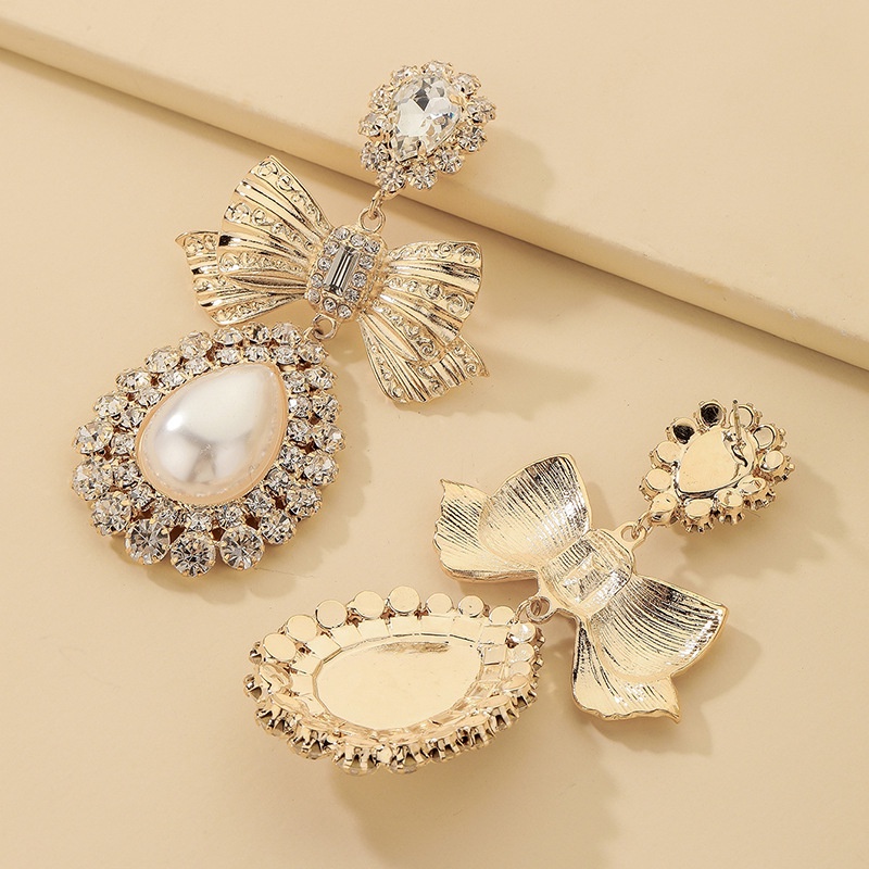 Bông Tai Bạc 925 Hình Nơ Đính Đá Ngọc Trai Phong Cách Thời Trang Hàn Quốc