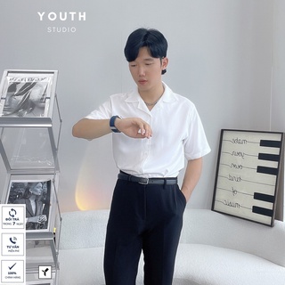 Áo sơ mi cổ Vest ngắn tay chất lụa,form dáng Hàn Quốc