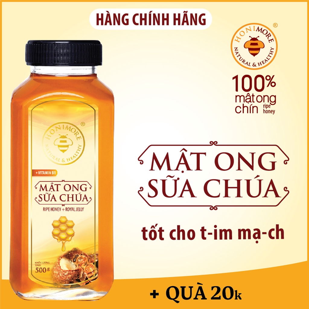 Mật ong rừng sữa ong chúa Honimore 500g tăng sức đề kháng, chống lão hóa, giúp da mềm mịn trắng hồng