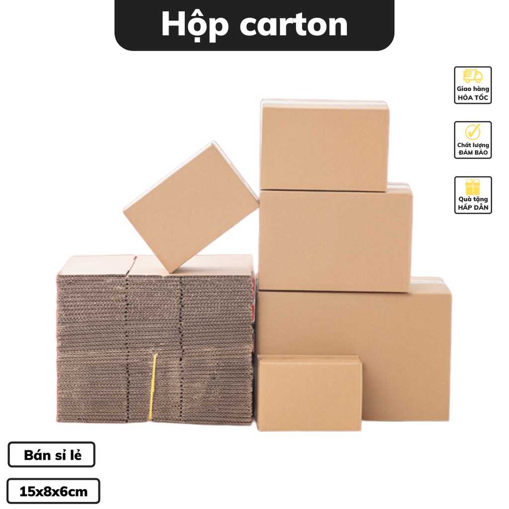 Hộp carton 15 x 8 x 6 cm hộp cỡ nhỏ đóng hàng bìa carton 3 lớp gói quà có bán sỉ lẻ nhiều kích cỡ khác nhau