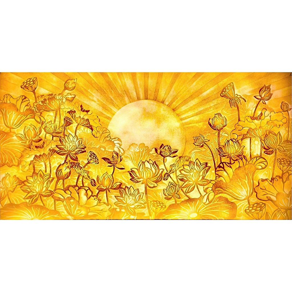 Tranh phòng thờ - họa tiết tranh trúc chỉ kim sa cao cấp -size 60cm x90cm- giá xưởng