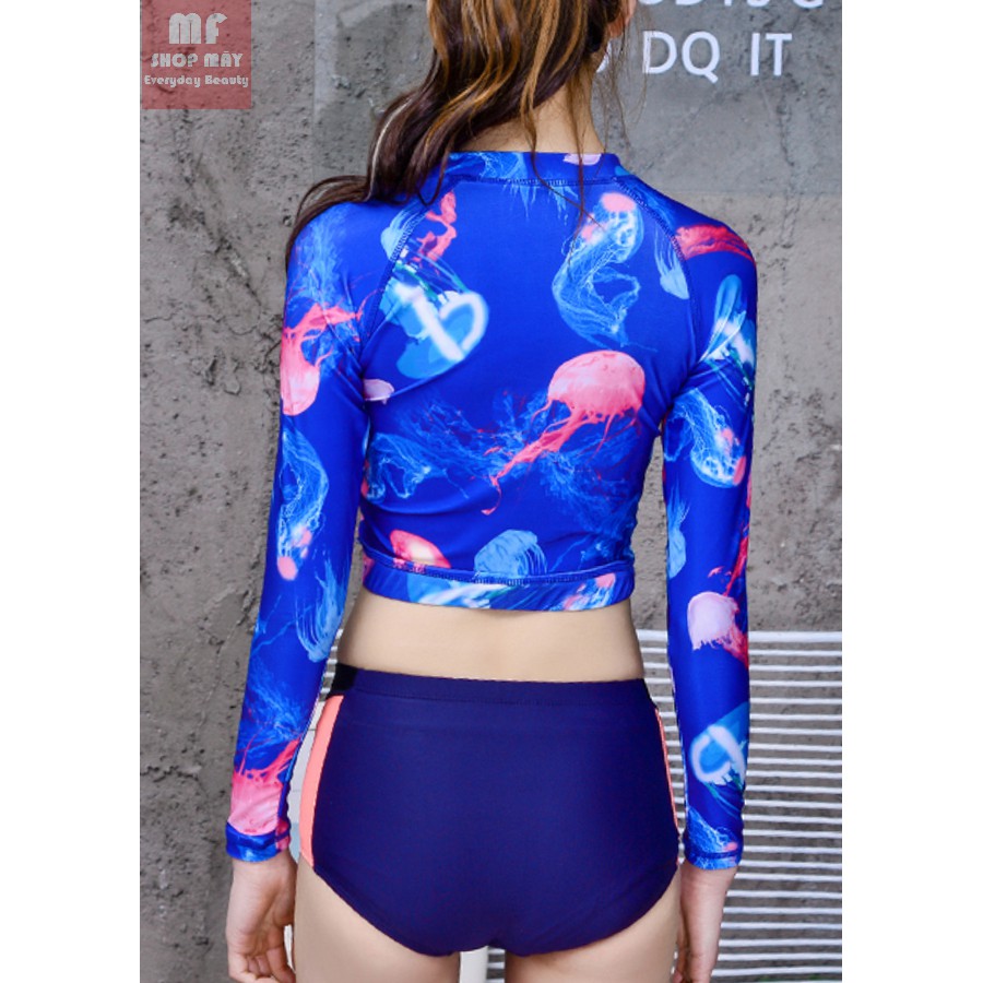 Đồ Bơi Tay Dài Chống Nắng AT540 Mây Xanh Áo Tắm Hai Mảnh Áo Dài Tay Quần Bơi Short | BigBuy360 - bigbuy360.vn