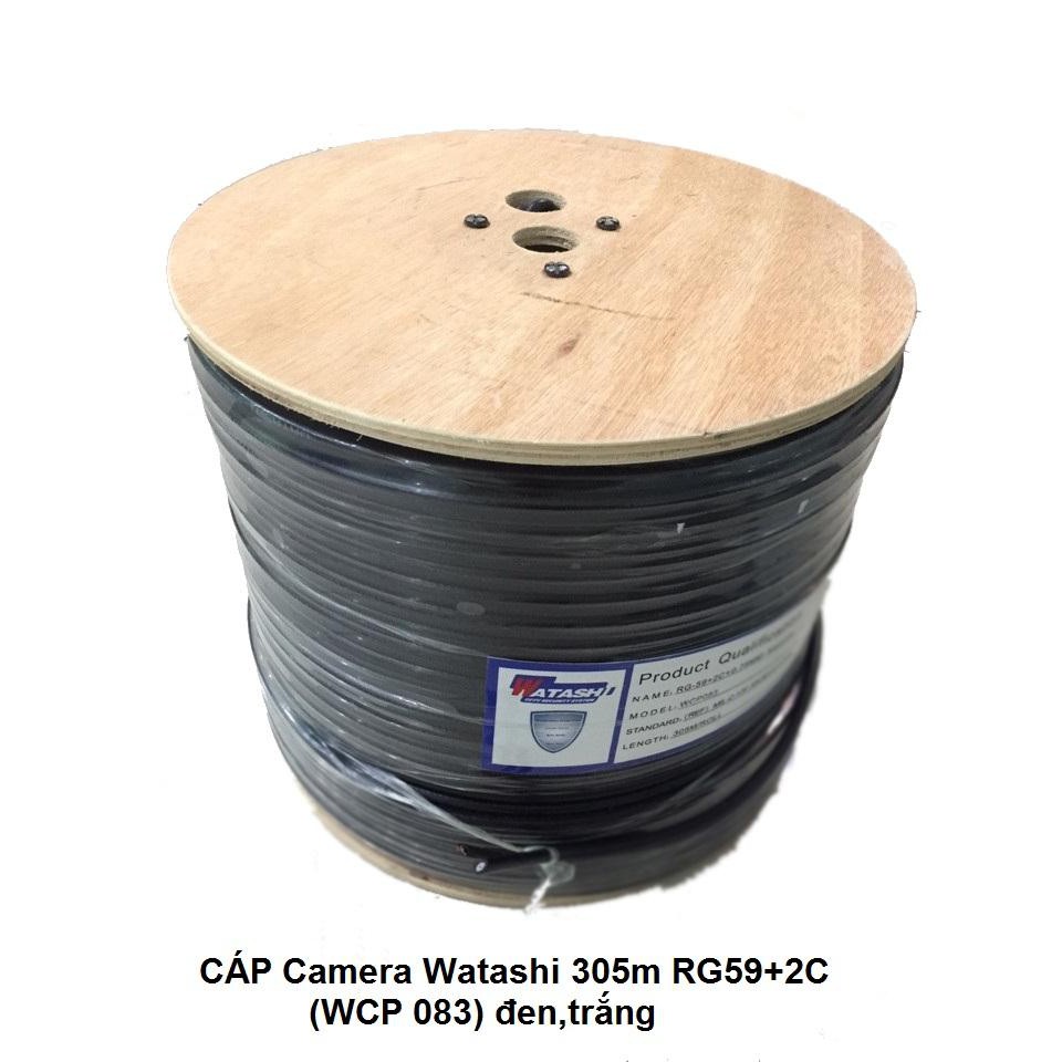 Cáp Watashi 305m RG59 + 2c WCP 083 đen, trắng cáp camera đồng trục có nguồn