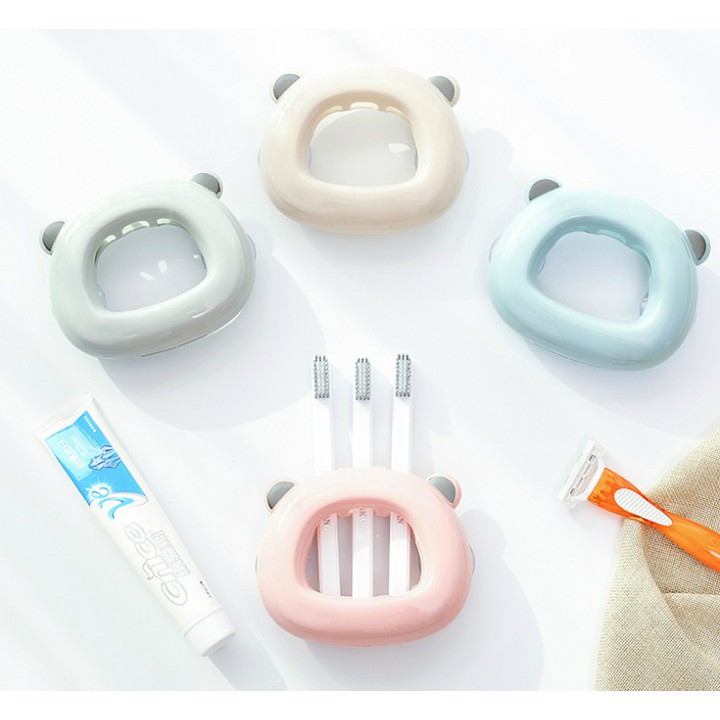 Kệ treo bàn chải đánh răng dán tường hình gẫu dễ thương - Dụng cụ để vật dụng phòng tắm (giao màu ngẫu nhiên)