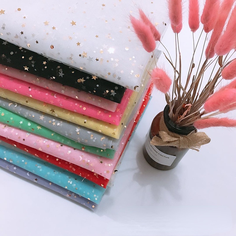 Vải Lưới Họa Tiết Ngôi Sao Mặt Trăng Lấp Lánh Dùng Để Trang Trí Đầm Cưới