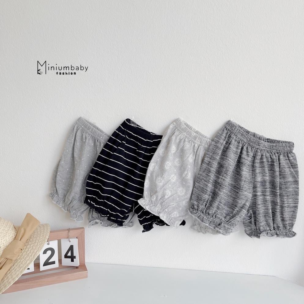 Quần cotton bèo gấu cho bé gái từ 1-3 tuổi, quần short bé gái Miniumbaby-Q1102