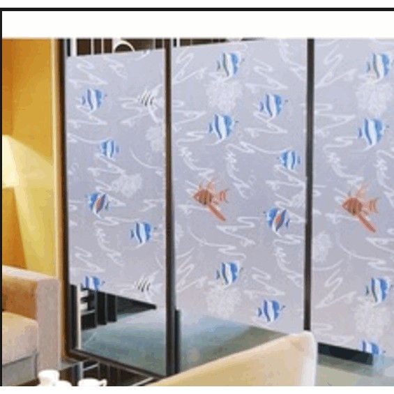 Decal giấy dán kính cá xanh khổ rộng 0.45m