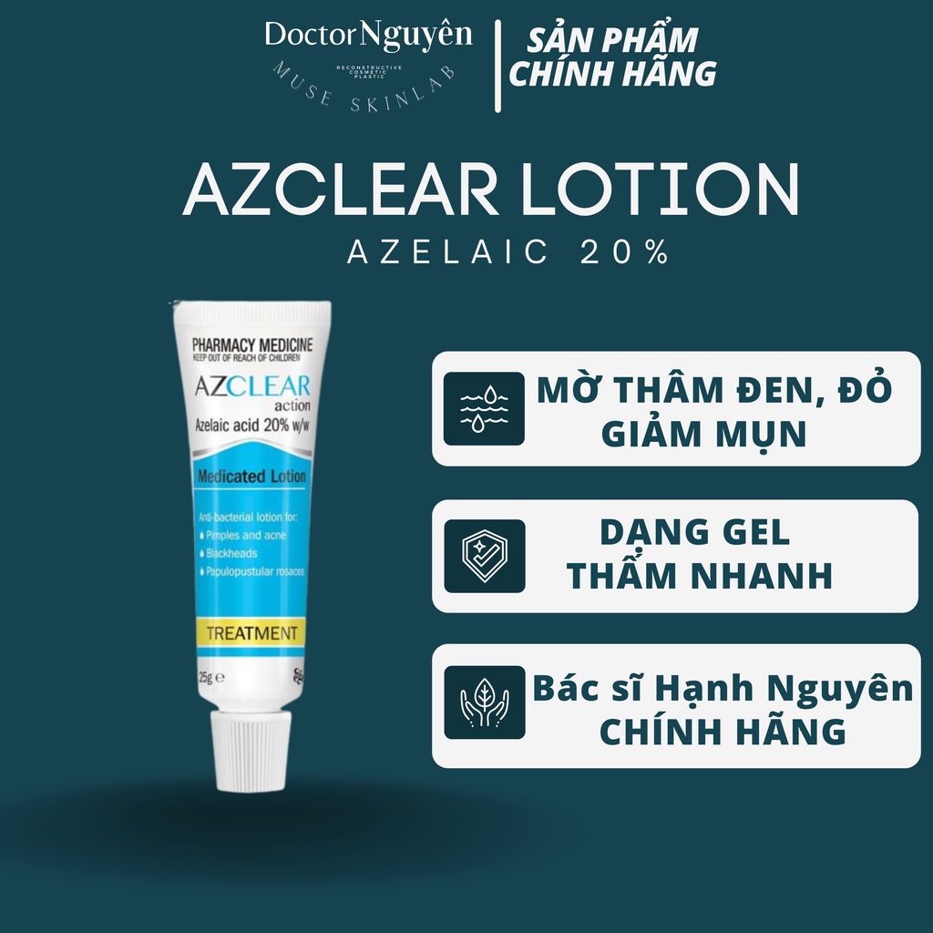 Kem Bôi Giảm Mụn Mờ Thâm Azclear Action Medicated Treatment Lotion Azelaic Acid 20% (25g)