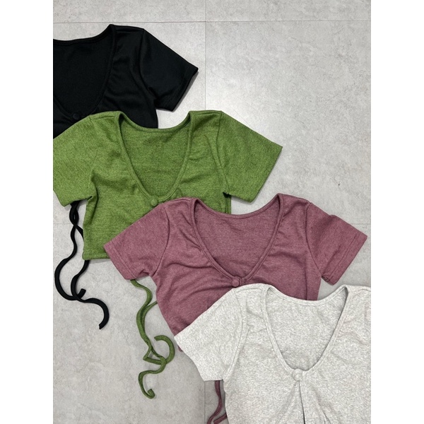 BUNNY CROPTOP▪️Áo nút bọc thắt eo tay ngắn