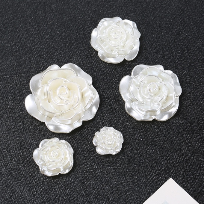 Charm Hoa Hồng Trắng (Nhũ Bóng Và Trắng Thường) Trang Trí Vỏ Ốp Điện Thoại, Dán Jibbitz, Kẹp Tóc