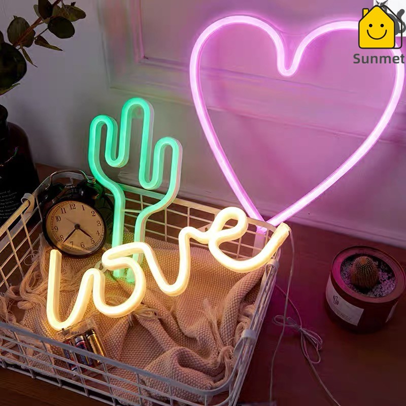 Đèn LED Neon Nhiều Mẫu Trang Trí Decor Phòng Ngủ quà tặng VALENTINE sử dụng hộp PIN+USB Sunmet