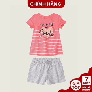 Bộ quần áo hè bé gái in chữ G7 Jumping meters