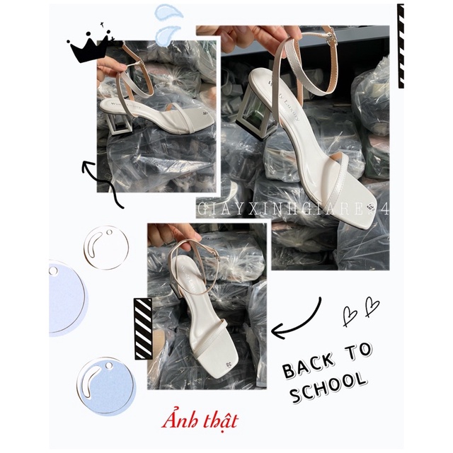 Giày SANDAL cao gót nữ quai ngang mảnh gót bọc mica G2MC
