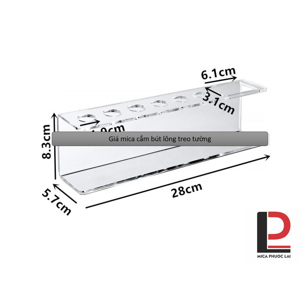 Giá mica cắm bút lông treo tường/ Kệ đựng bút lông và tẩy treo tường