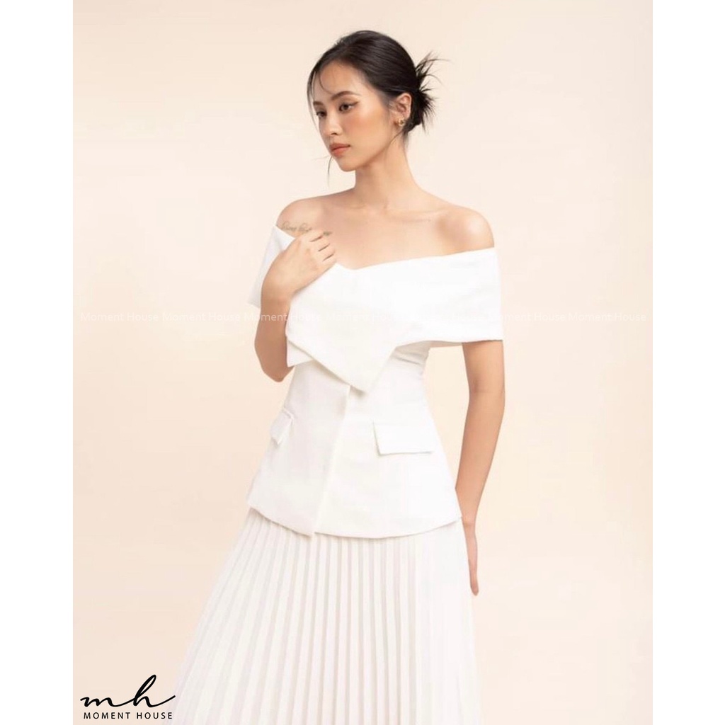 Áo trễ vai dáng V, phong cách công sở, lịch sự tinh tế,  hàng thiết kế cao cấp may 2 lớp form chuẩn như hình