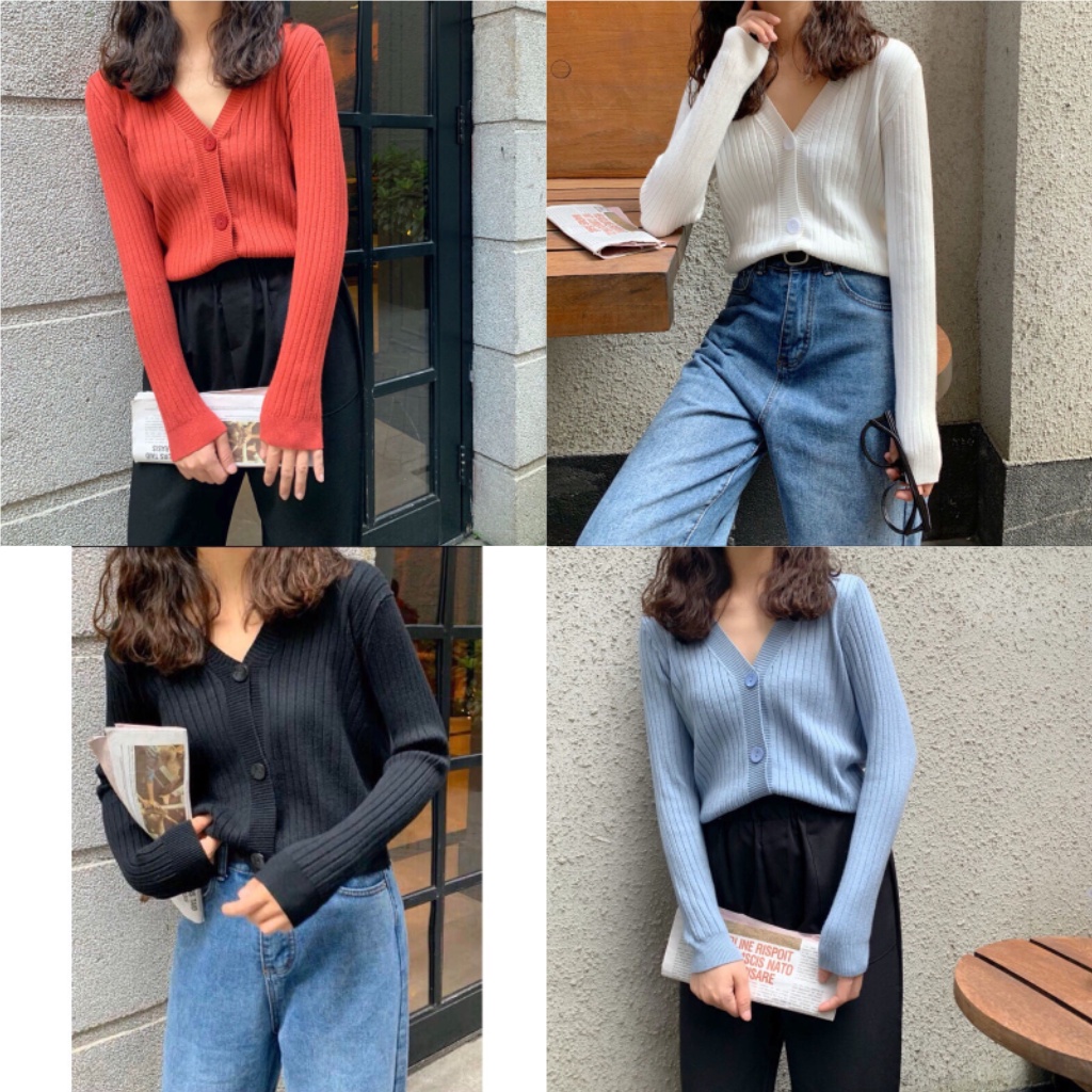 Áo cadigan len mỏng 3 khuy giữa loại 2, Khoác len dài tay khuy nhựa AL1260 - NhiNhiShop