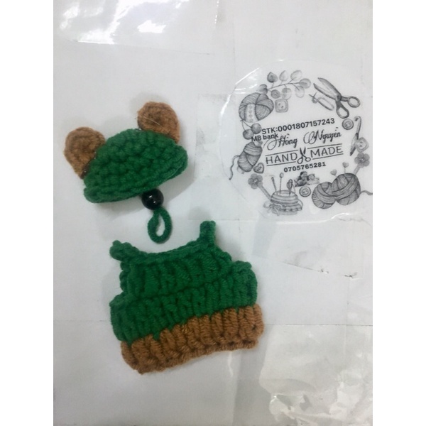 Áo nón mũ gấu cho hamter,sóc cảnh bằng len