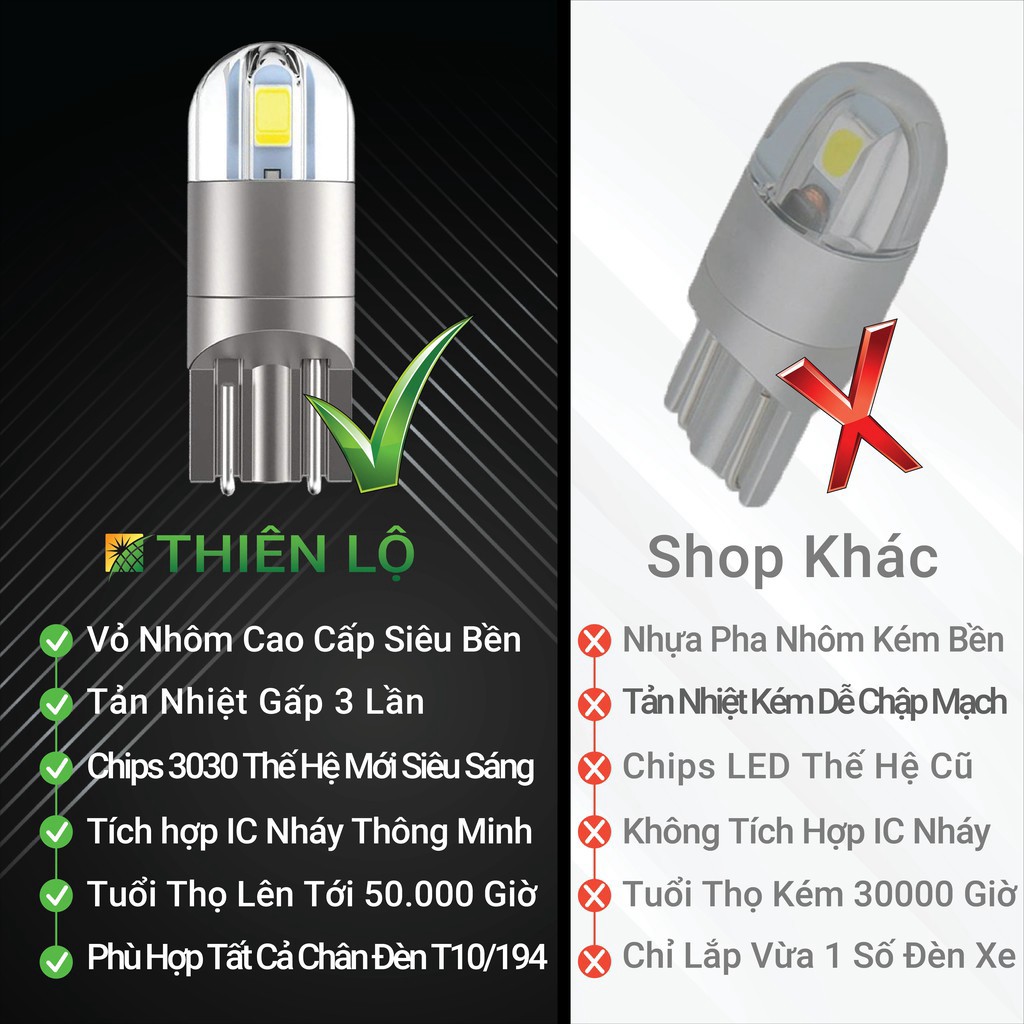 [GIÁ 4 ĐÈN][CHIP THẾ HỆ MỚI] Bóng đèn led xi nhan demi T10 Chip 3030 2 SMD siêu sáng dành cho xe máy ô tô của Thiên Lộ