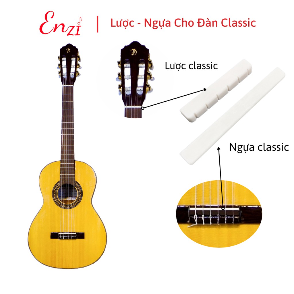 Lược và Ngựa đàn guitar acoustic, classic chất liệu nhựa và xương bò Enzi