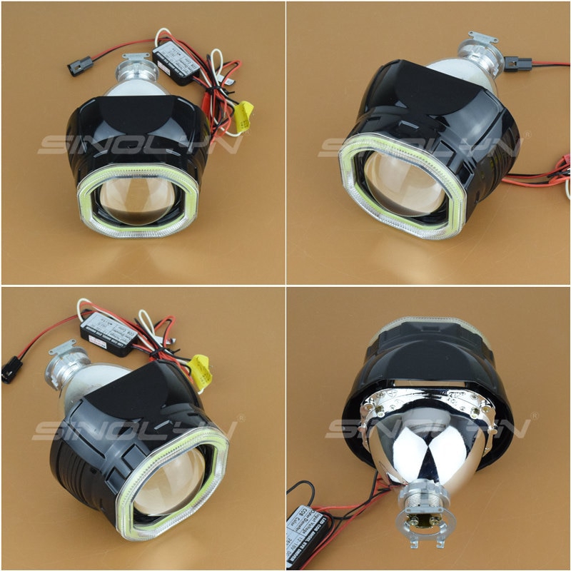 Đèn bi cầu Vòng thiên thần Đèn Pha Led Mini Hình Vuông 2.5 Inch Cob Hid Màu Đen Dành Cho Xe Hơi Xe Máy H1 H4 H7