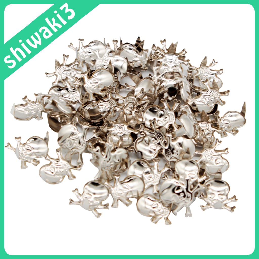 Bộ 50 đinh tán hình đầu lâu bằng kim loại trang trí quần áo / nón / da