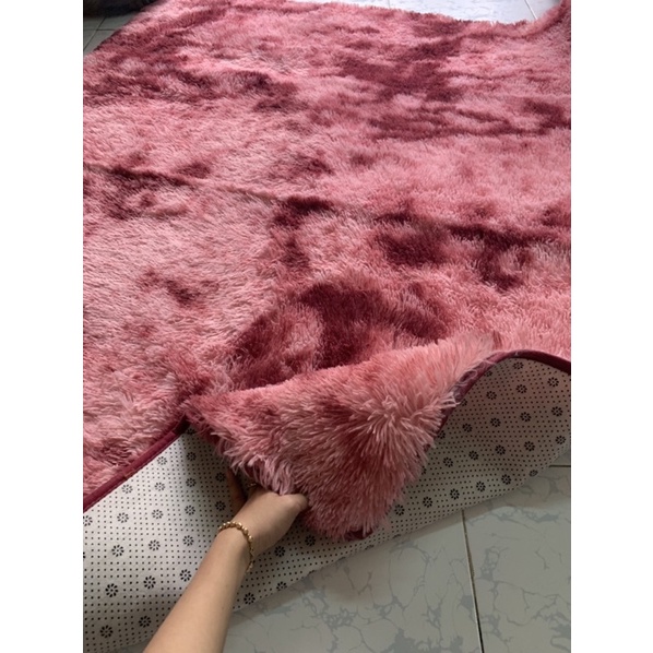Thảm lông trải phòng ngủ - trải giường nệm - Màu Hồng Loang Đậm