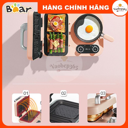 [Bảo hành 6 tháng] Bếp điện đa năng Bear chính hãng 3 trong 1 nướng, chiên, hấp