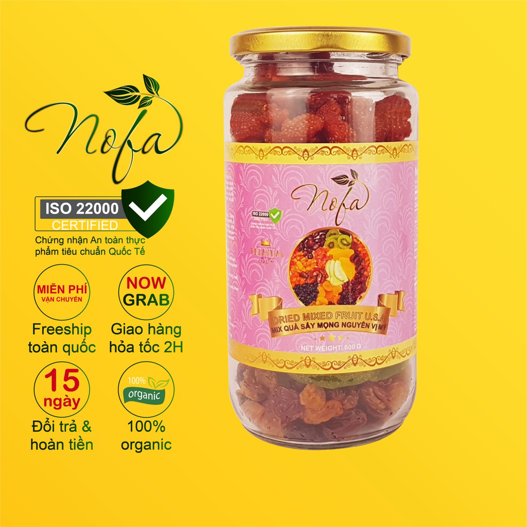 Trái cây sấy dẻo không đường NOFA 600g Mix 5 loại Dâu tây, Kiwi, Nam Việt Quất, Mơ, Nho nhập khẩu | BigBuy360 - bigbuy360.vn