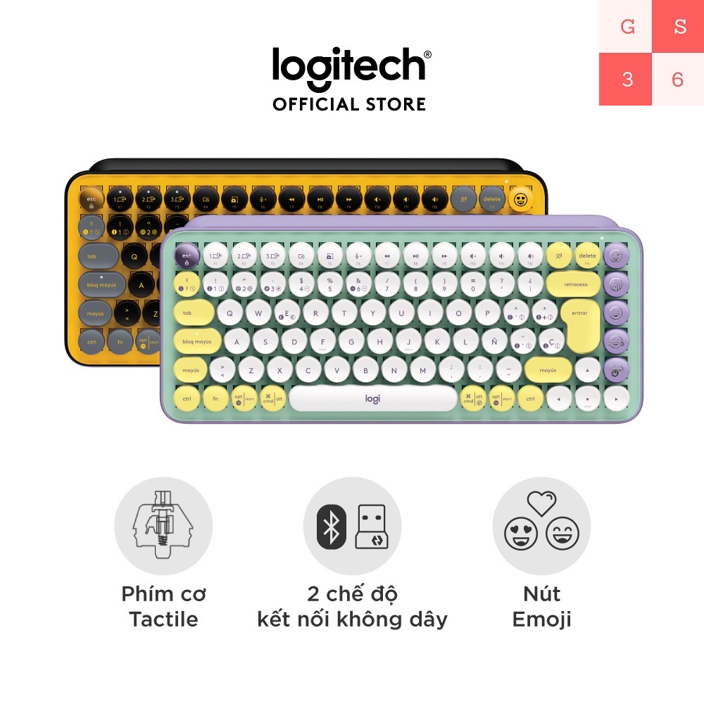 Bàn phím cơ học không dây Bluetooth Logitech POP Keys kết nối đa thiết bị các phím Emoji tùy chỉnh - Hàng chính hãng