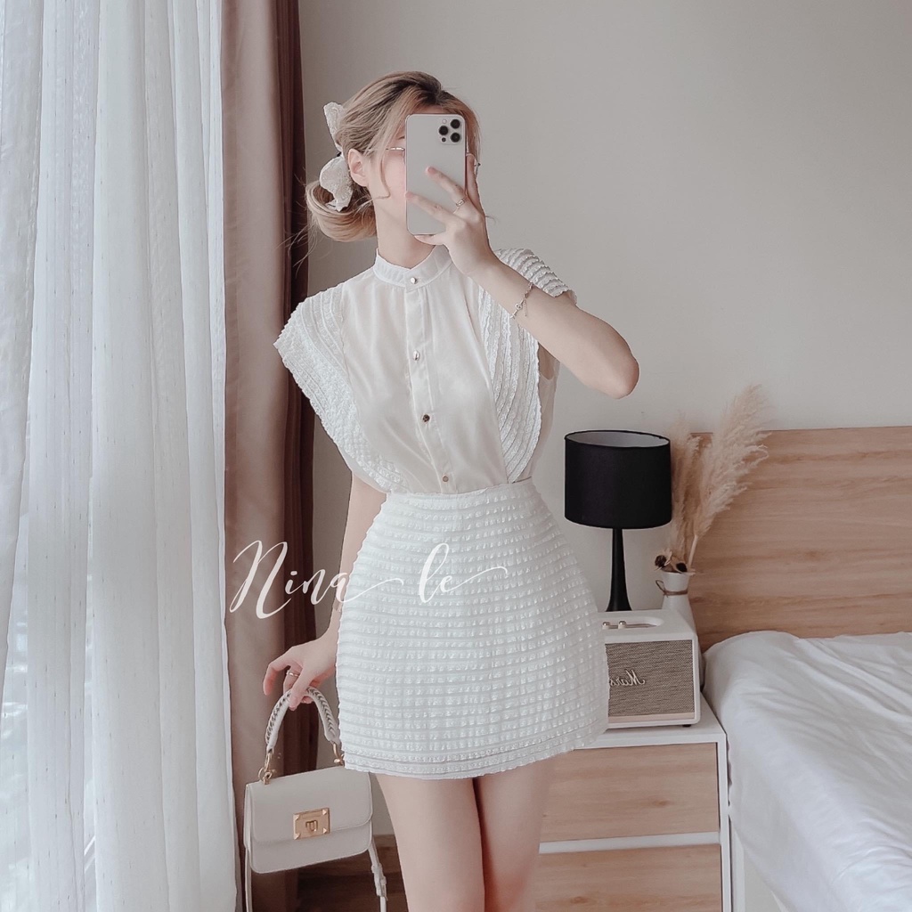 Set bộ đồ nữ ren siêu xinh, sang chảnh với áo cánh dơi mix chân váy dành cho các nàng đi chơi hoặc dự tiệc