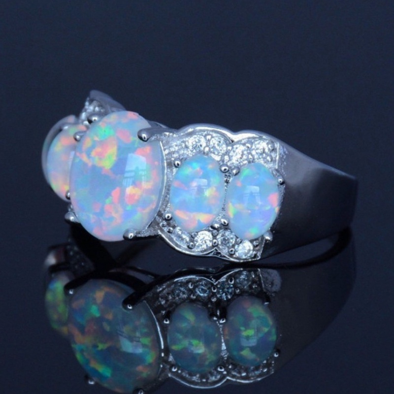 Nhẫn Bạc 925 Hình Quả Trứng Đính Đá Opal Thời Trang Cho Nữ