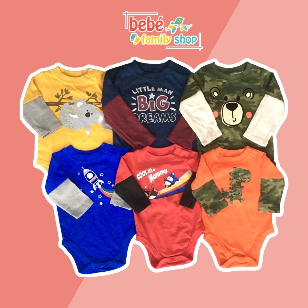 Body chip dài tay bé trai xuất dư Garanimals/ Bodysuit cho bé trai dài tay cổ tròn cúc vai - TDGT - bebefamilyshop