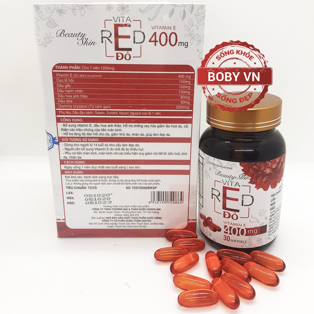 Vitamin E Đỏ 400mg - Beauty Skin Vita Red (Lọ 30 viên)