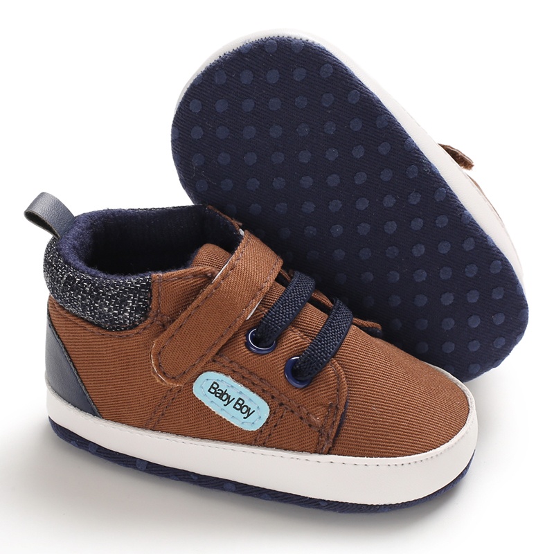 Giày Sneaker Đế Mềm Màu Nâu Cho Bé Trai Sơ Sinh