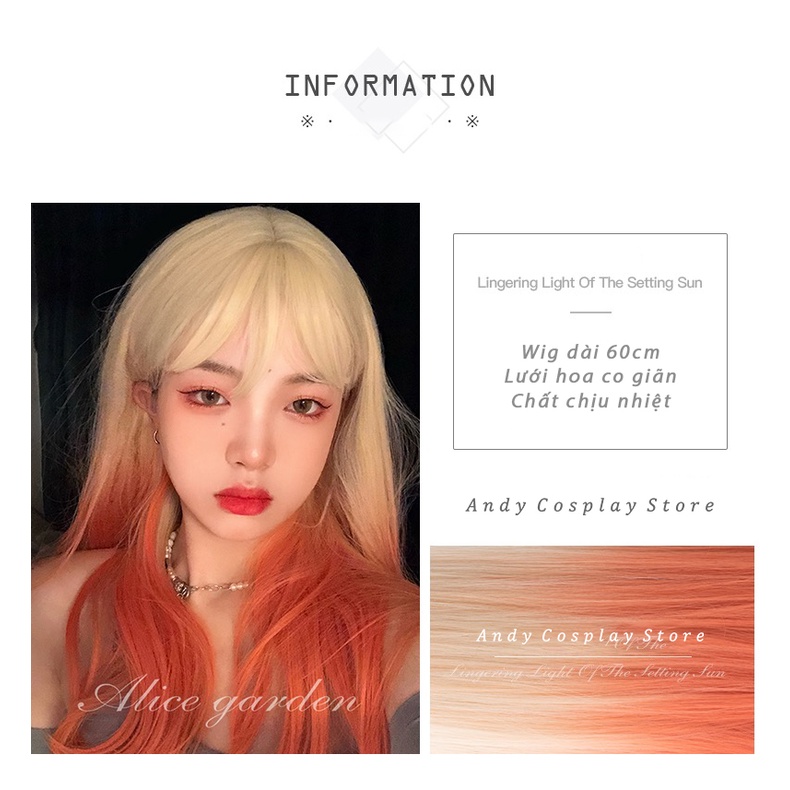 Wig teen/ tóc giả vàng cam Setting Sun Alice Garden