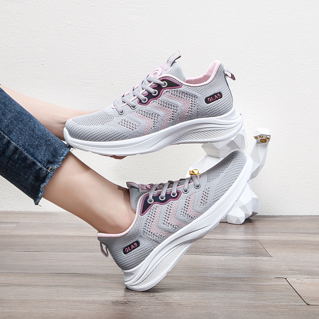 Giày Thể Thao Nữ Cao Cấp Độn Đế Sneaker Êm Nhẹ Thoáng Khí GL807