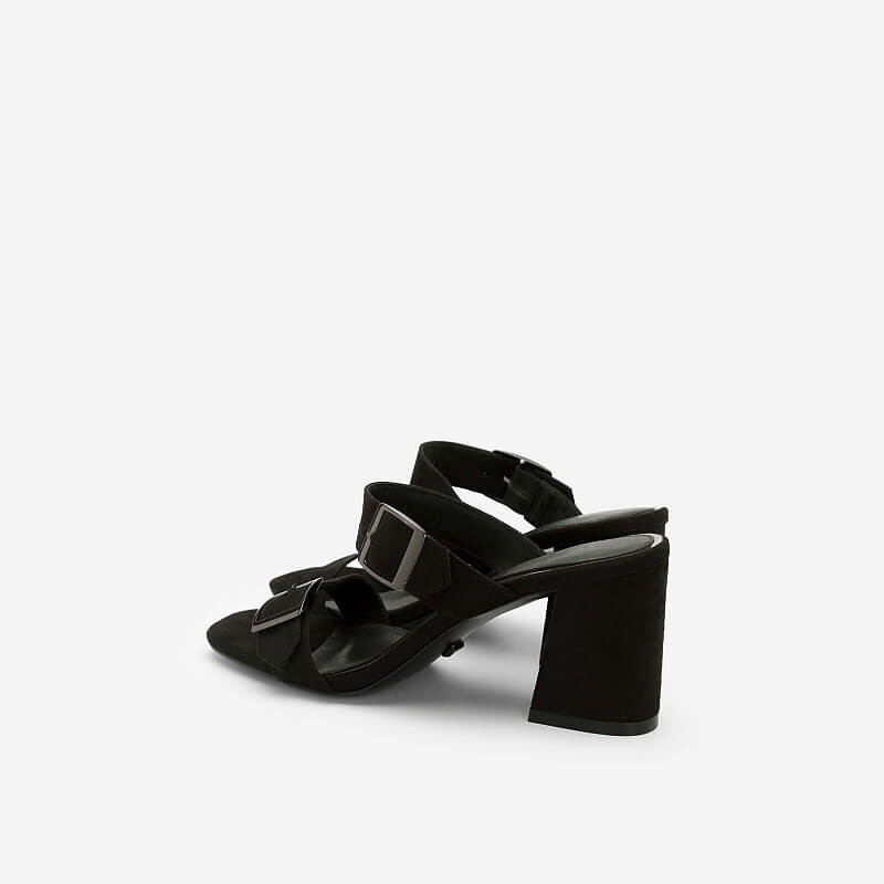 Vascara Guốc Mule Quai Ngang Phối Khóa Cài GNN 0138 Màu Đen