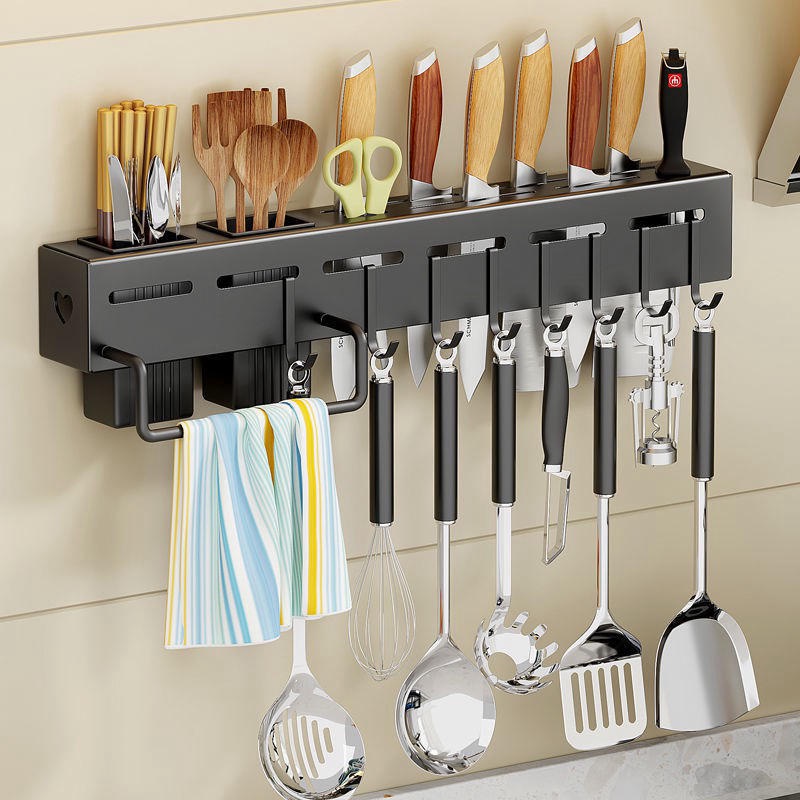 Giá Cài Dao Inox Sơn Tĩnh Điện - Kệ Để Dao Thớt, Treo Đồ Nhà Bếp Inox Dán Tường Gọn Nhẹ