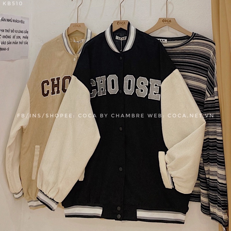 [KB510]🎹 Áo khoác BOMBER nhung gân 2 lớp CHOOSE form rộng (Có sẵn/ảnh thật) | BigBuy360 - bigbuy360.vn