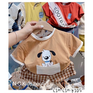 Bộ đũi cún quần kẻ bé trai