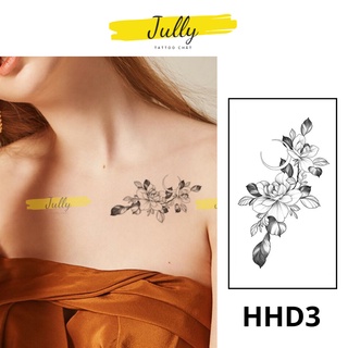 Hình xăm dán tạm thời mini họa tiết hoa đen trắng cho nữ nhẹ nhàng quyến rũ JULLY Tattoo chất, chống nước, bền đẹp