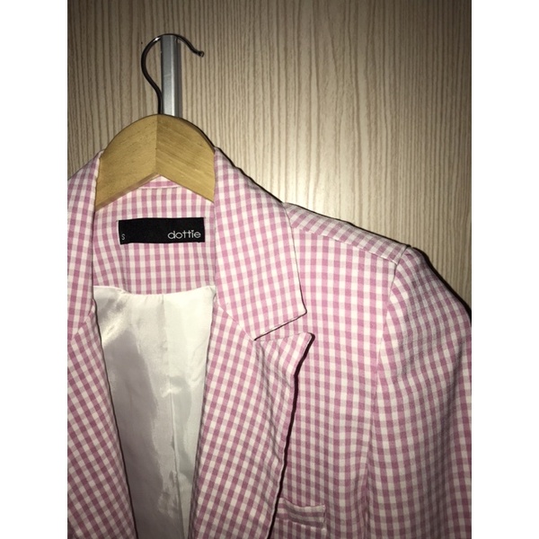 [Thanh Lý] Áo blazer Dottie sọc caro hồng